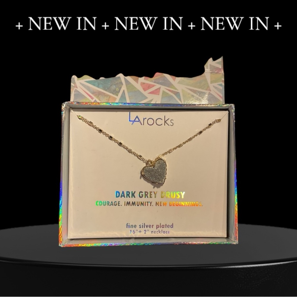 Larocks Dark Grey Drusy Necklace